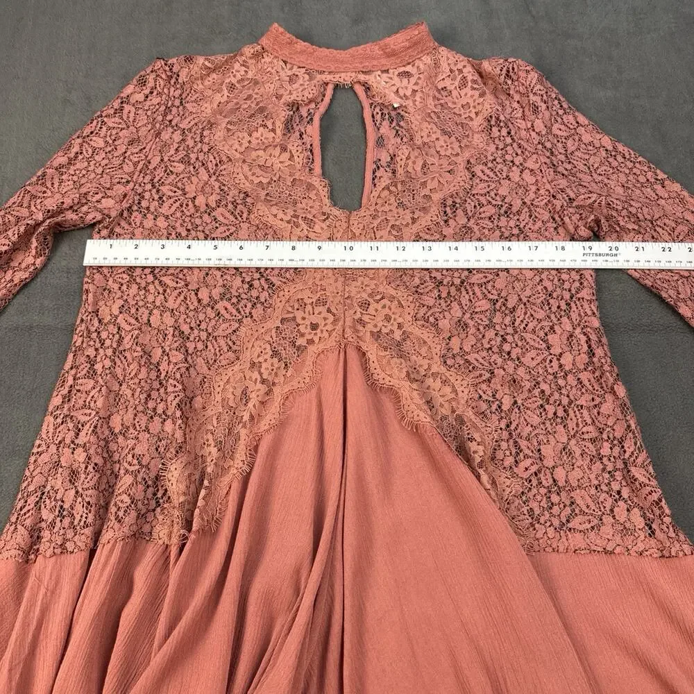 Free People Secret Origins Lace Tunic Dusty Mauve Size Medium